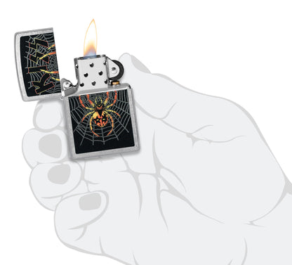Zippo KISS® Face Paint Spider Design Street Chrome Windproof Lighter