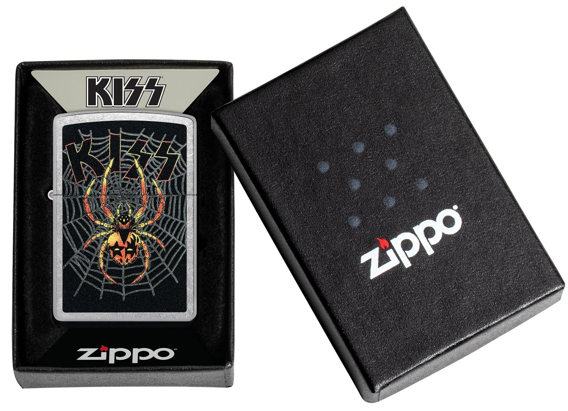 Zippo KISS® Face Paint Spider Design Street Chrome Windproof Lighter
