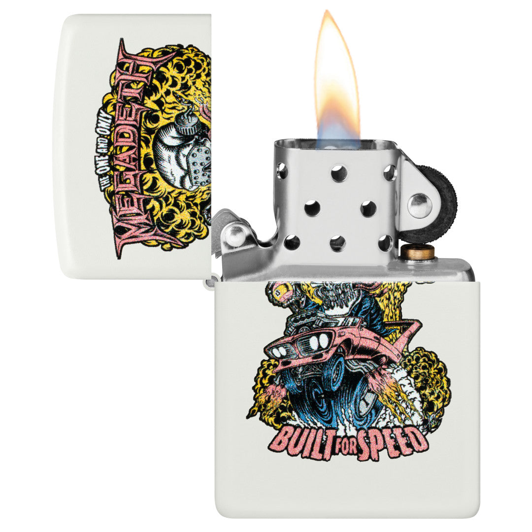 Zippo Megadeth Built for Speed Design White Matte Windproof Lighter