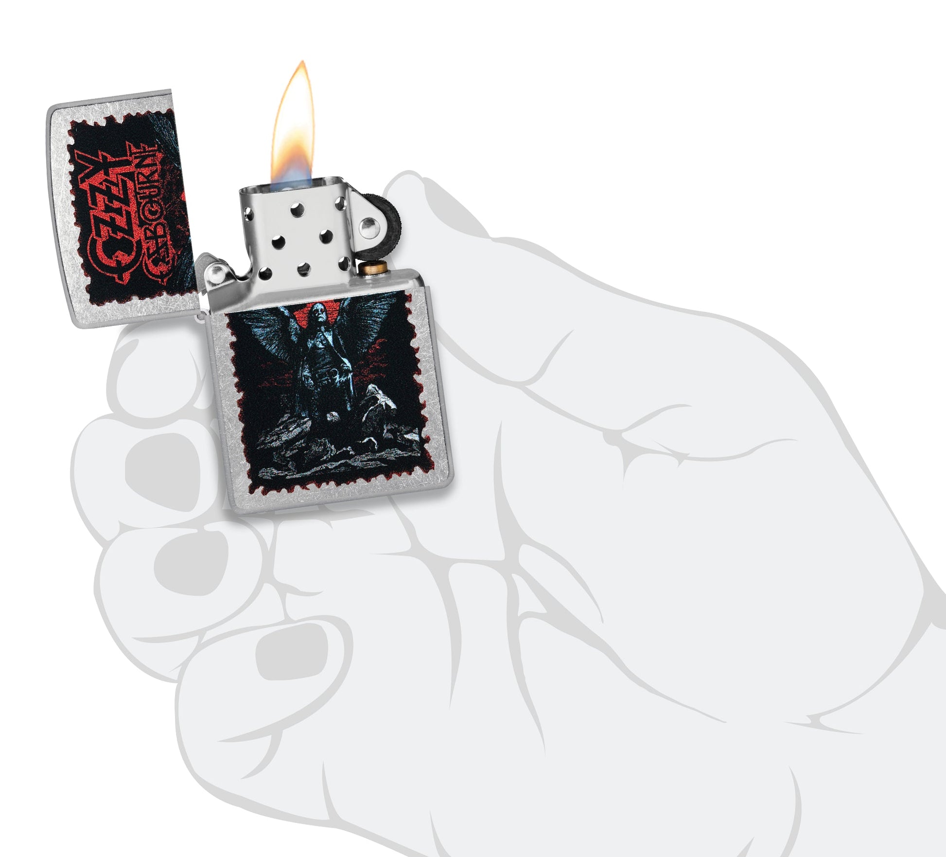 Zippo Ozzy Osbourne Angel Wings Design Street Chrome Windproof Lighter