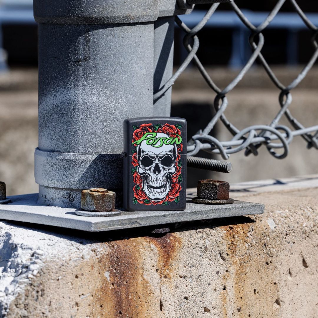Zippo Poison Skull and Roses Design Black Matte Windproof Lighter