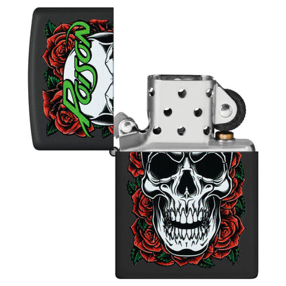 Zippo Poison Skull and Roses Design Black Matte Windproof Lighter