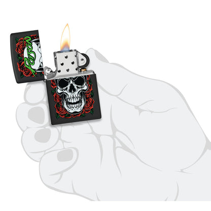 Zippo Poison Skull and Roses Design Black Matte Windproof Lighter