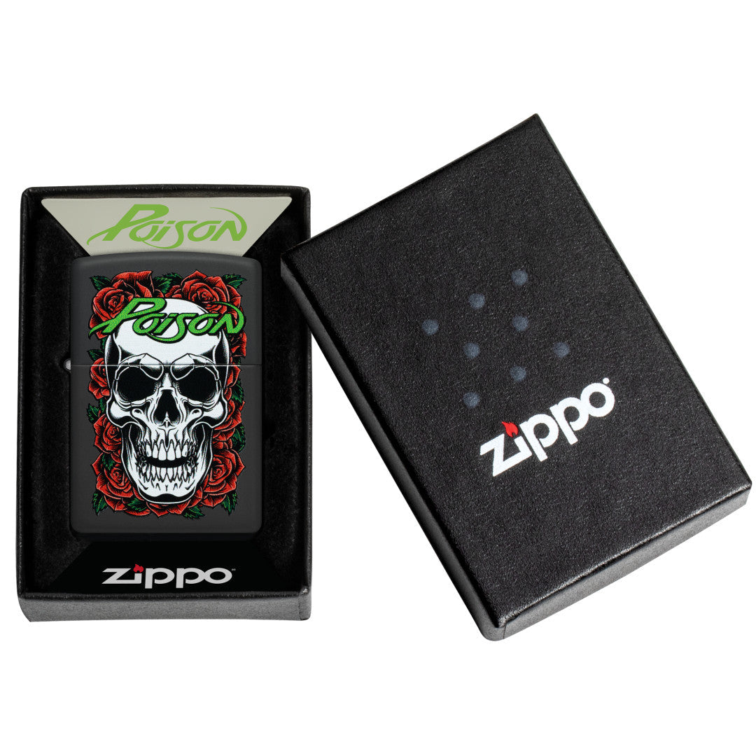 Zippo Poison Skull and Roses Design Black Matte Windproof Lighter