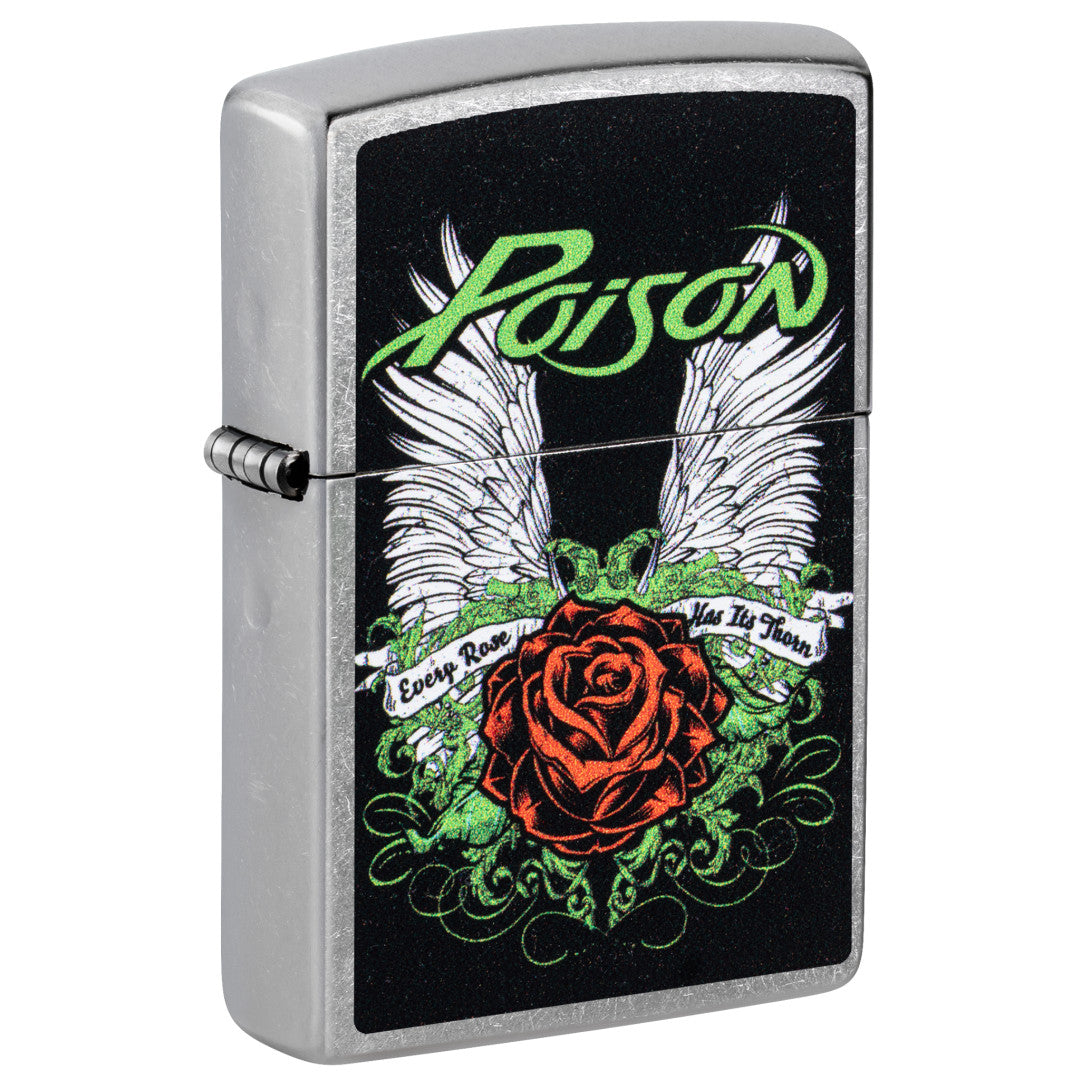 Zippo Poison Winged Rose Design Street Chrome Windproof Lighter
