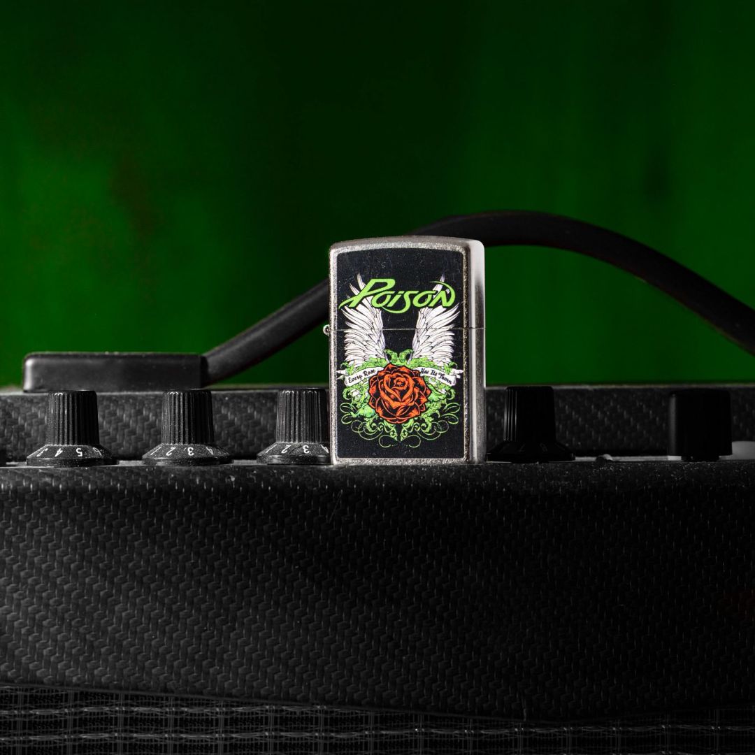 Zippo Poison Winged Rose Design Street Chrome Windproof Lighter
