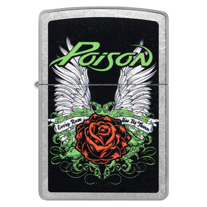 Zippo Poison Winged Rose Design Street Chrome Windproof Lighter
