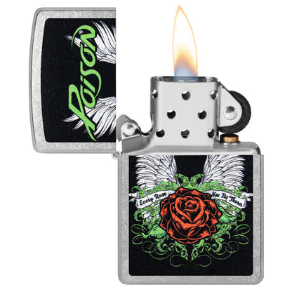 Zippo Poison Winged Rose Design Street Chrome Windproof Lighter