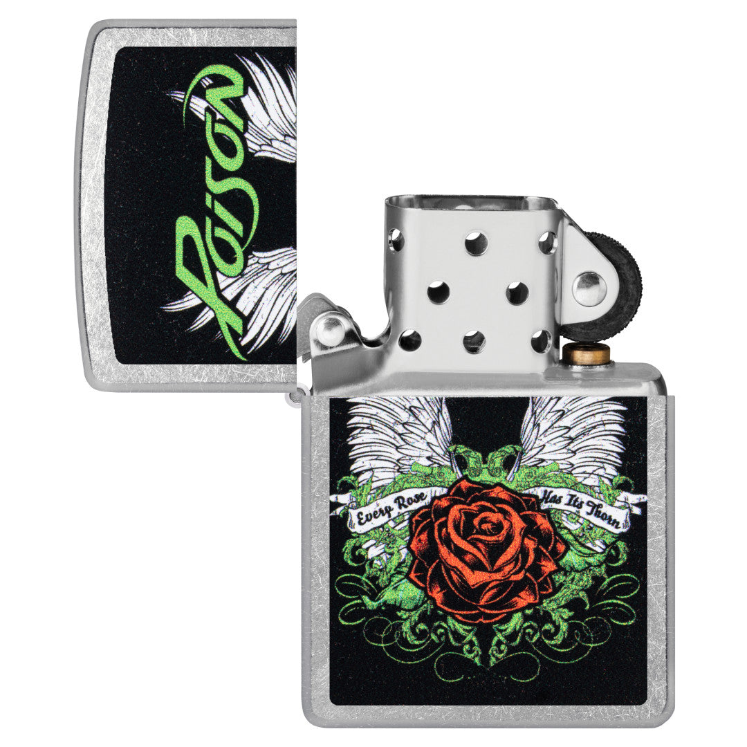 Zippo Poison Winged Rose Design Street Chrome Windproof Lighter