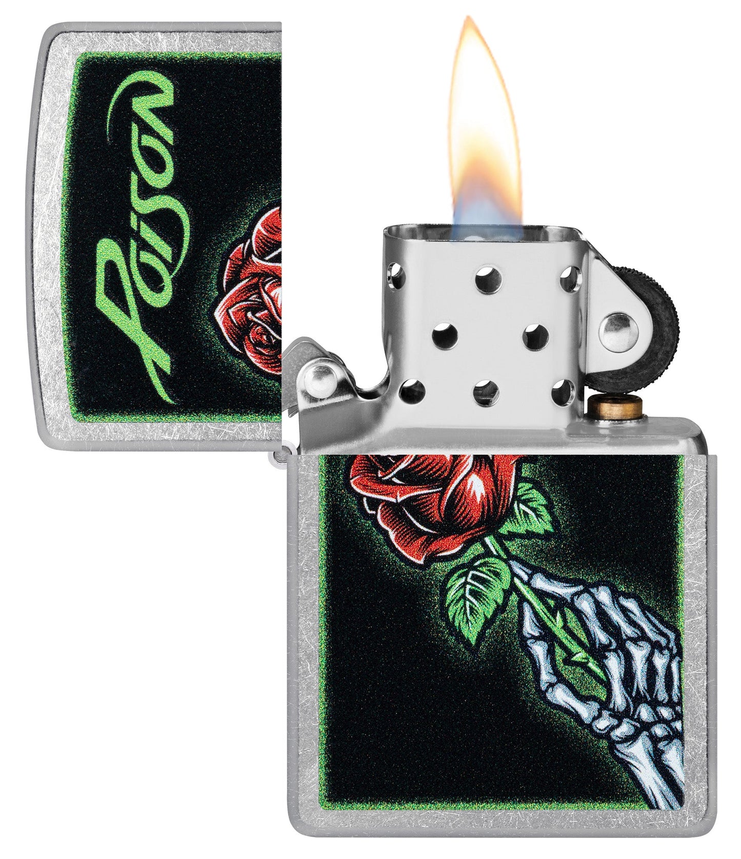 Zippo Poison Rose Design Street Chrome Windproof Lighter