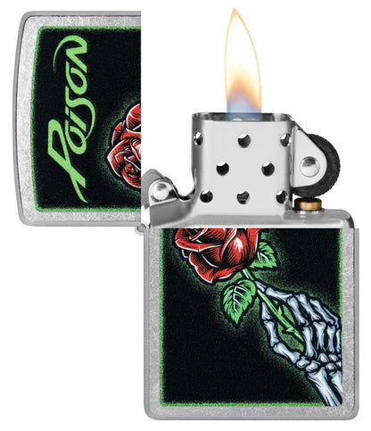 Zippo Poison Rose Design Street Chrome Windproof Lighter