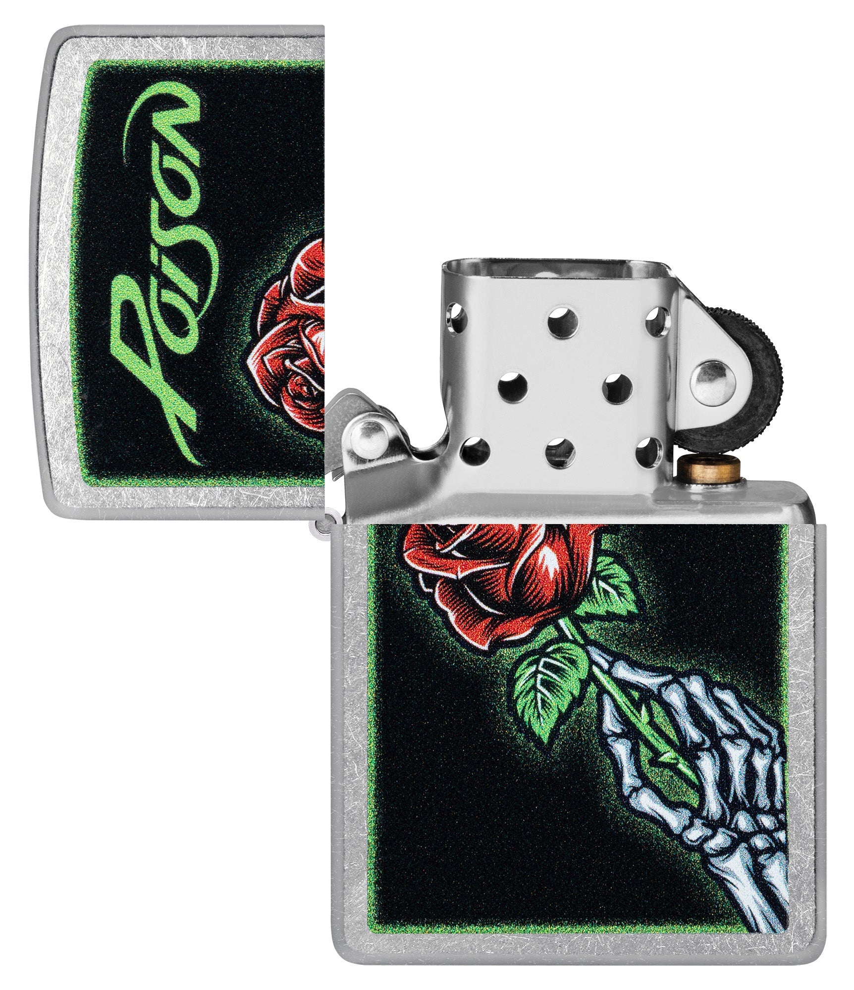 Zippo Poison Rose Design Street Chrome Windproof Lighter