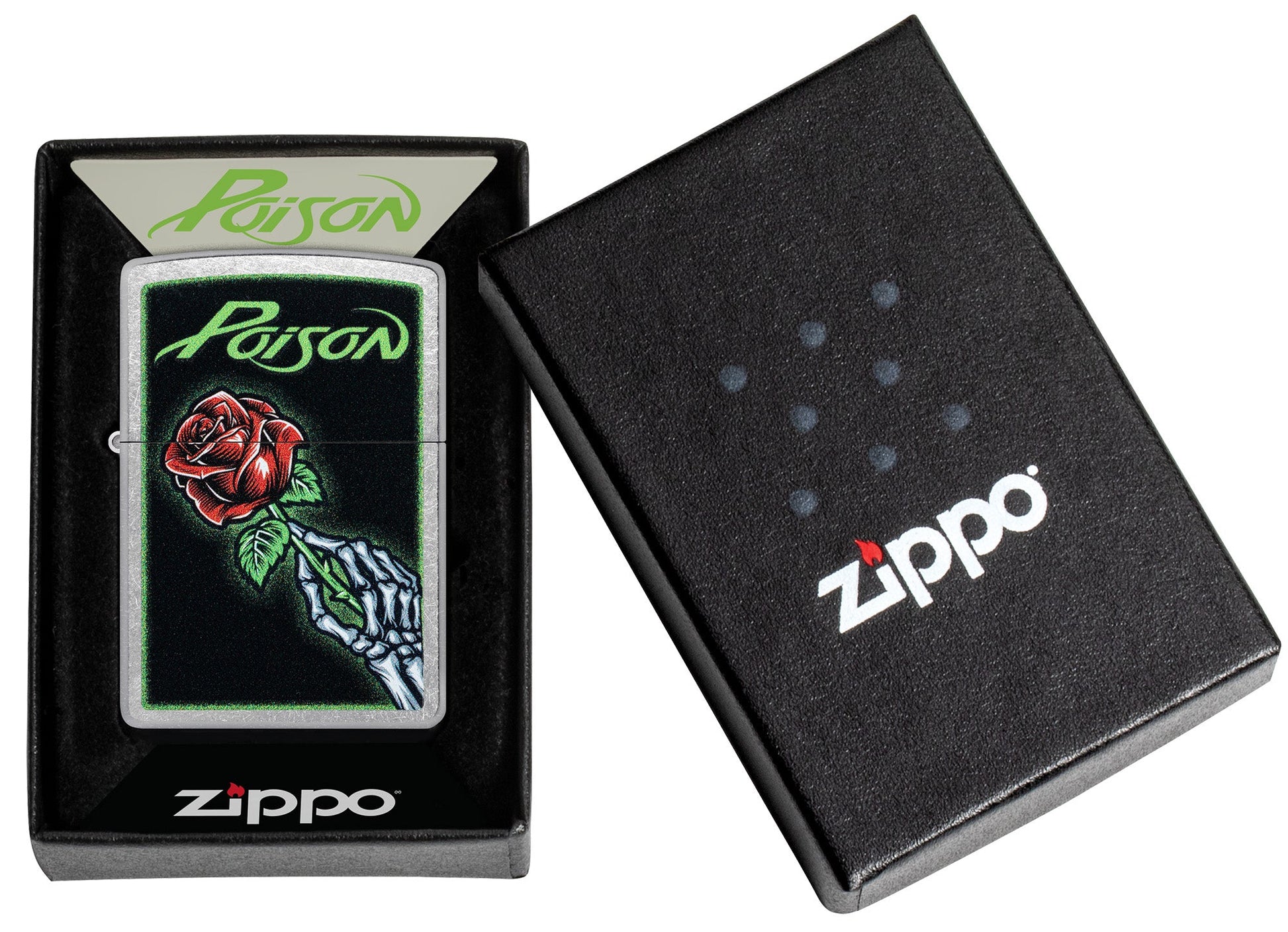 Zippo Poison Rose Design Street Chrome Windproof Lighter