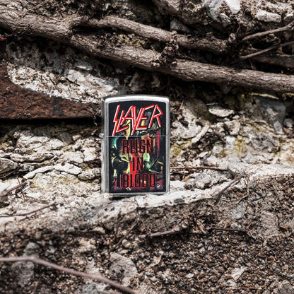 Zippo Slayer Reign in Blood Design Street Chrome Windproof Lighter