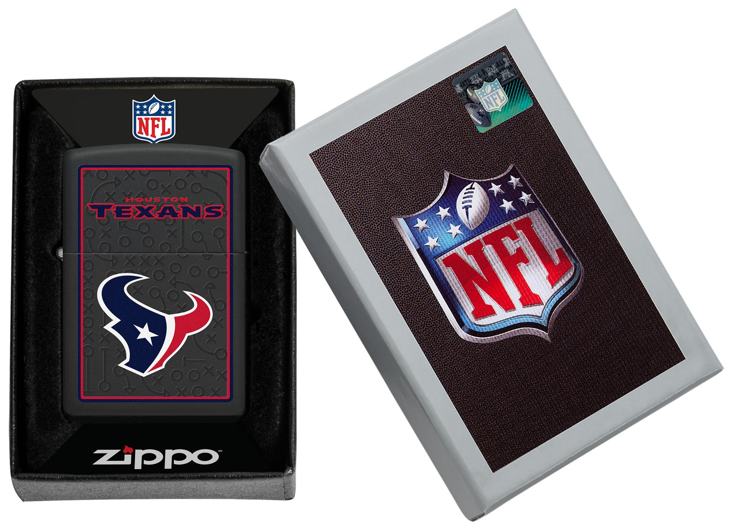 Zippo NFL Houston Texans Playbook Design Black Matte Windproof Lighter