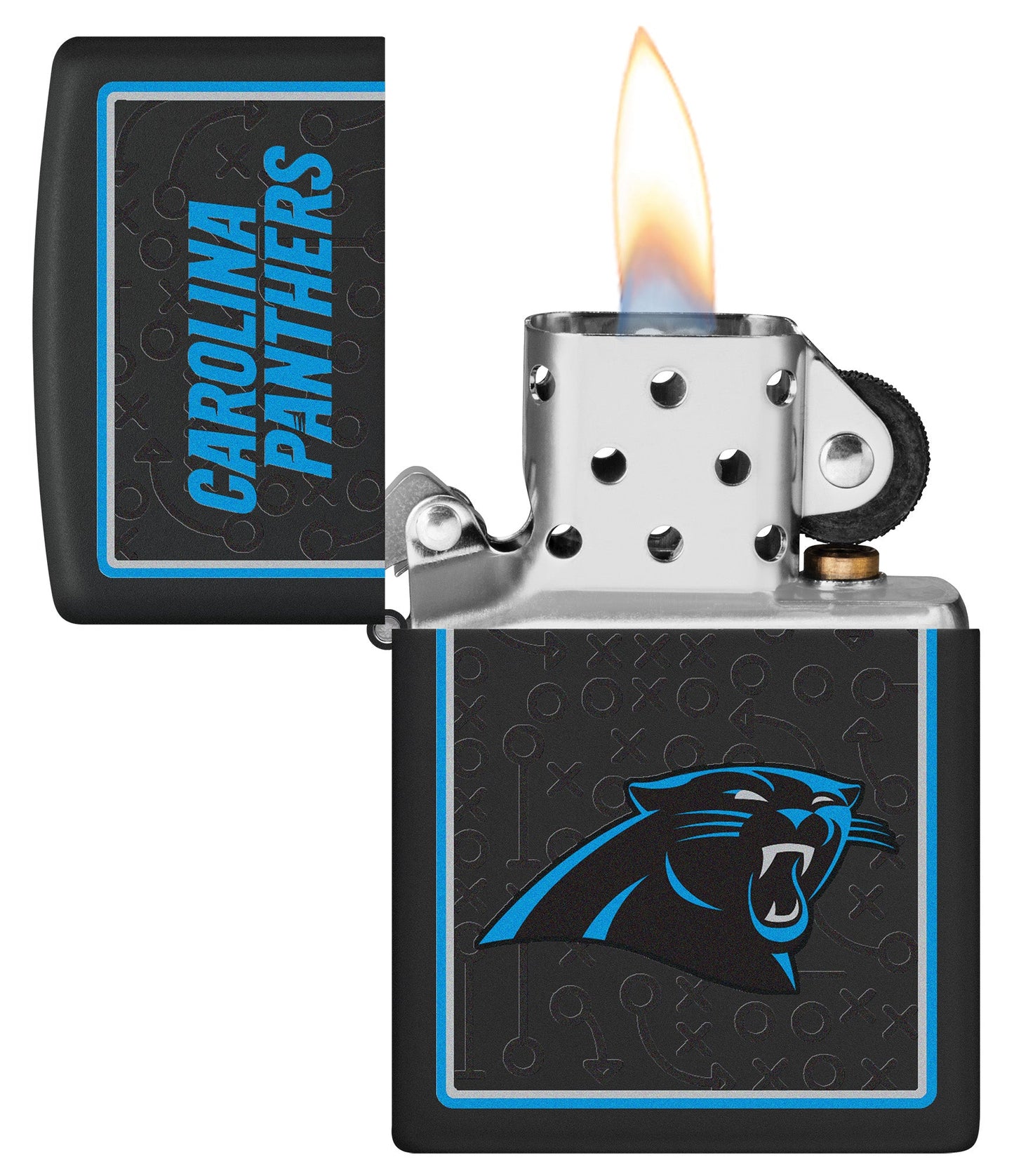 Zippo NFL Carolina Panthers Playbook Design Black Matte Windproof Lighter