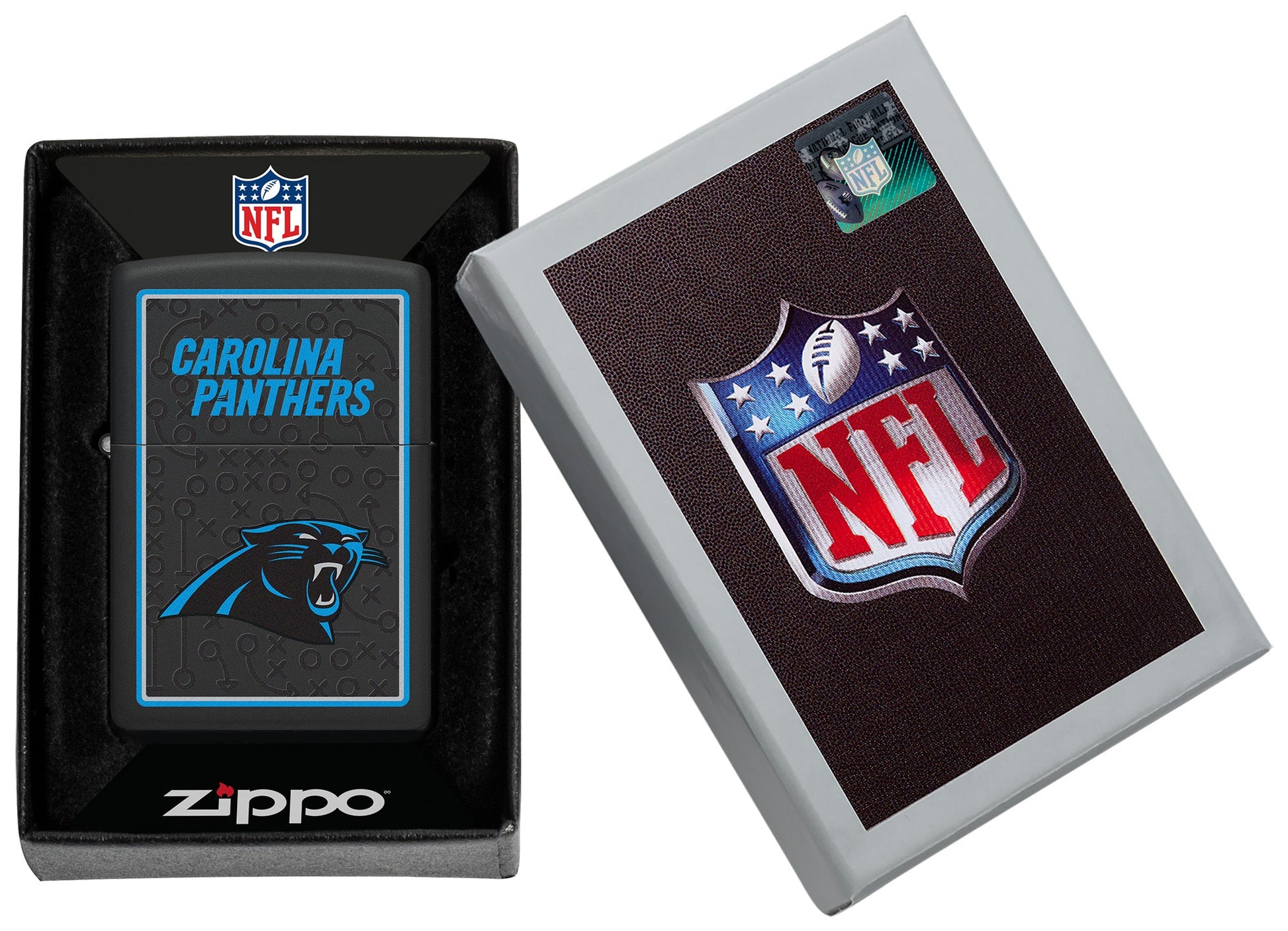 Zippo NFL Carolina Panthers Playbook Design Black Matte Windproof Lighter