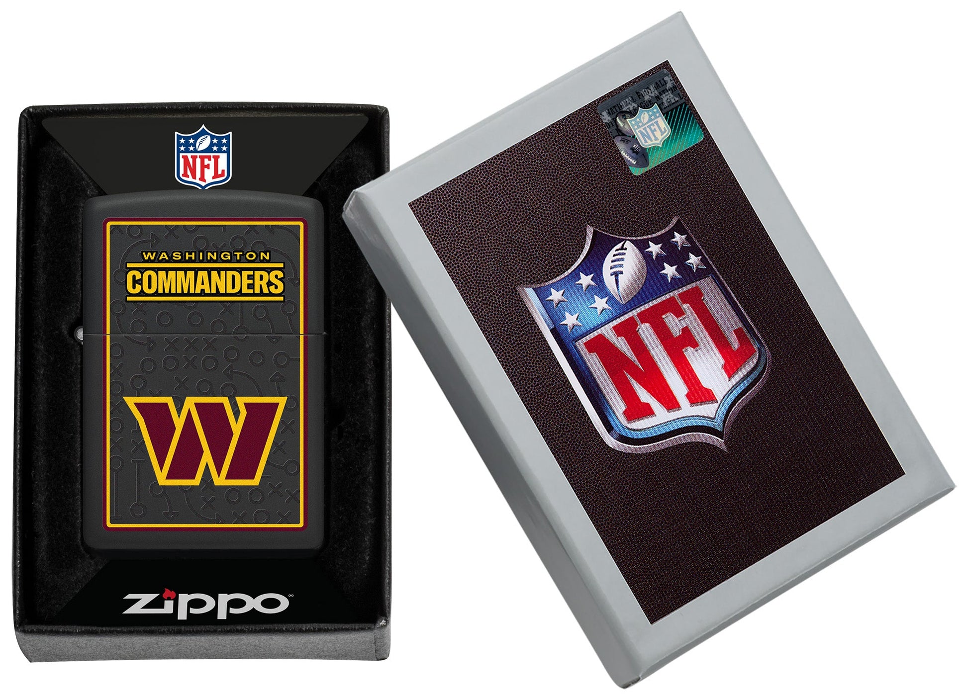 Zippo NFL Washington Commanders Playbook Design Black Matte Windproof Lighter