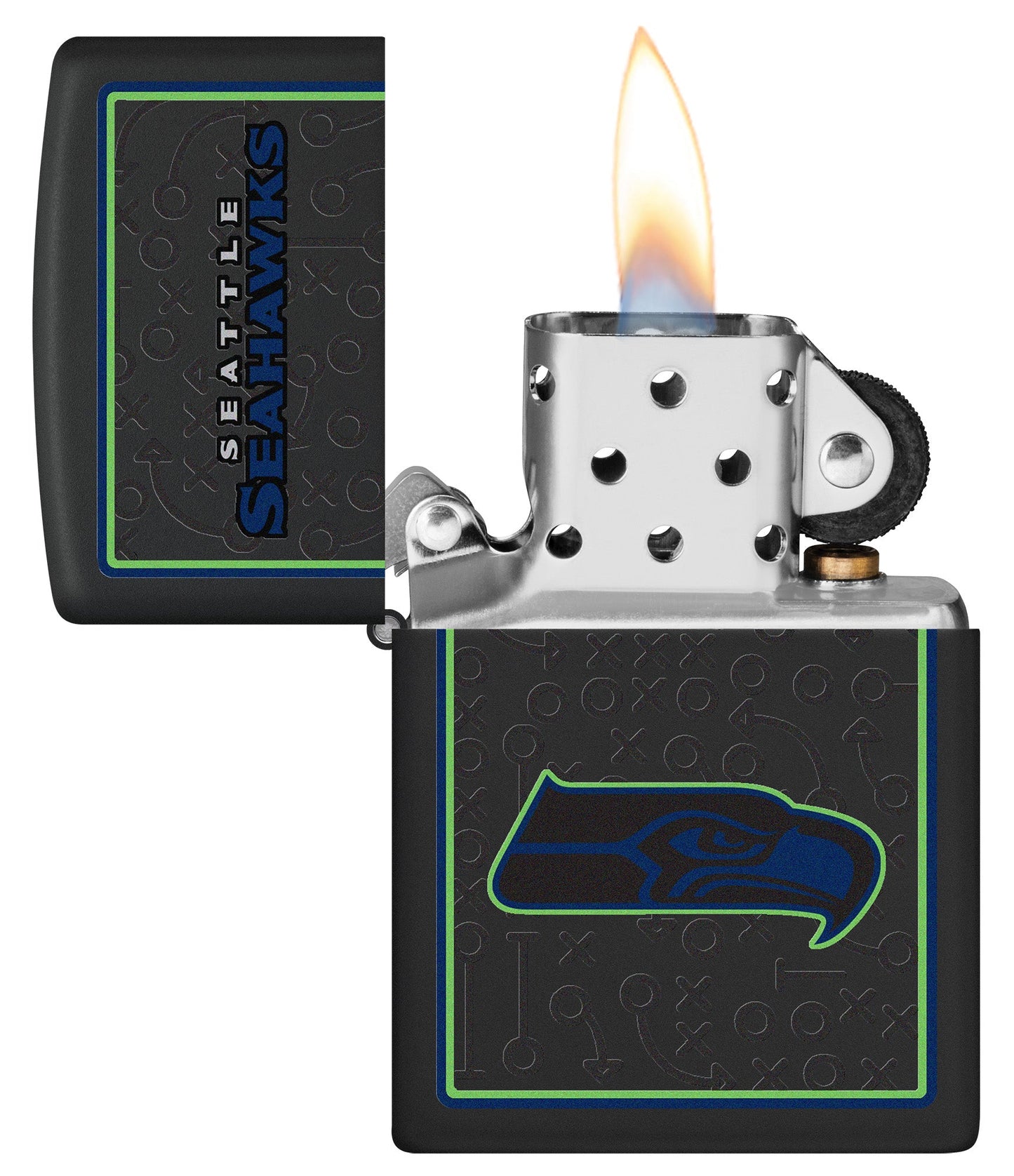 Zippo NFL Seattle Seahawks Playbook Design Black Matte Windproof Lighter