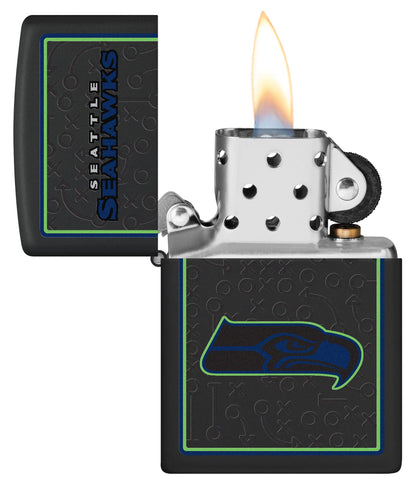 Zippo NFL Seattle Seahawks Playbook Design Black Matte Windproof Lighter