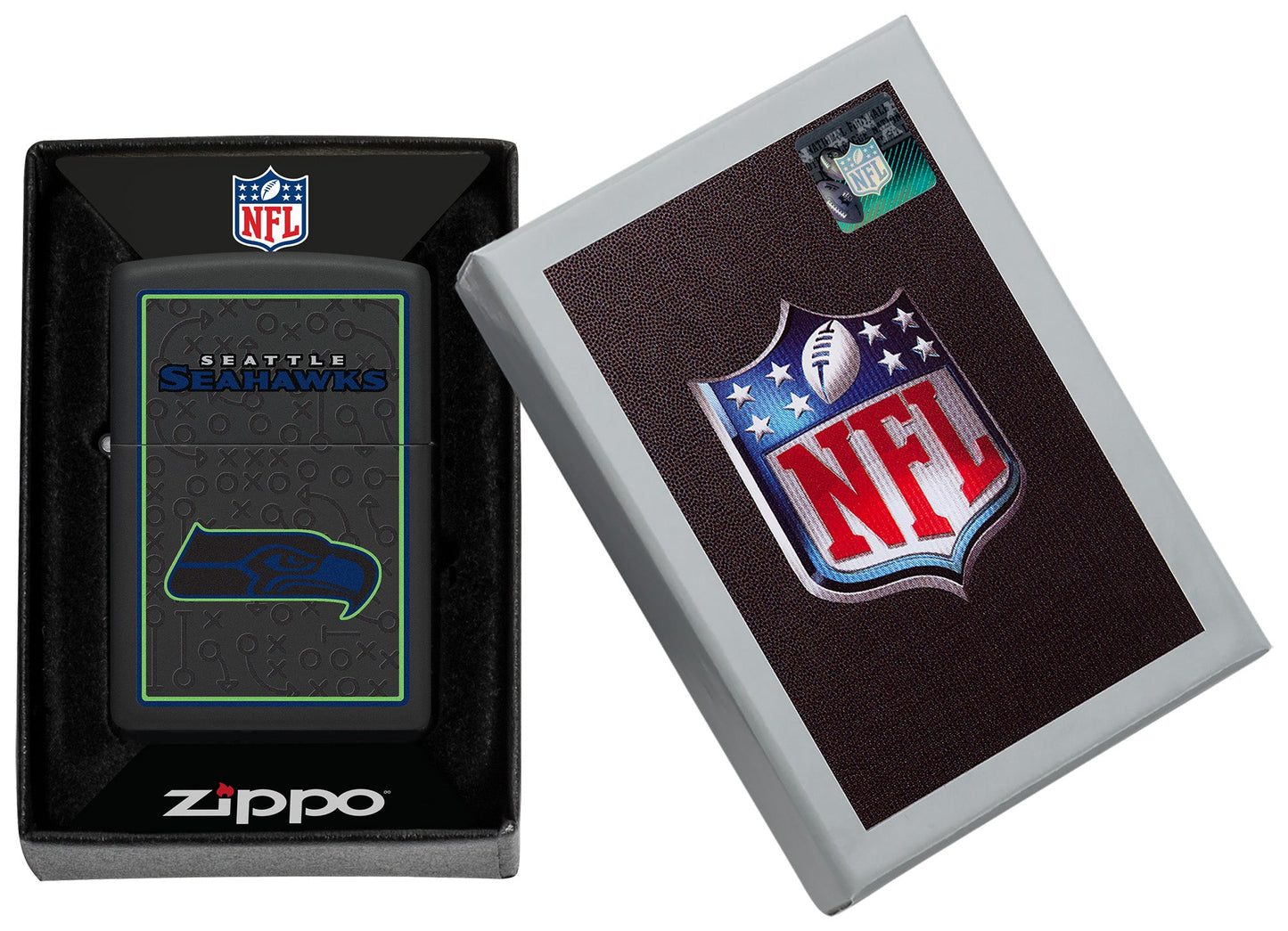 Zippo NFL Seattle Seahawks Playbook Design Black Matte Windproof Lighter
