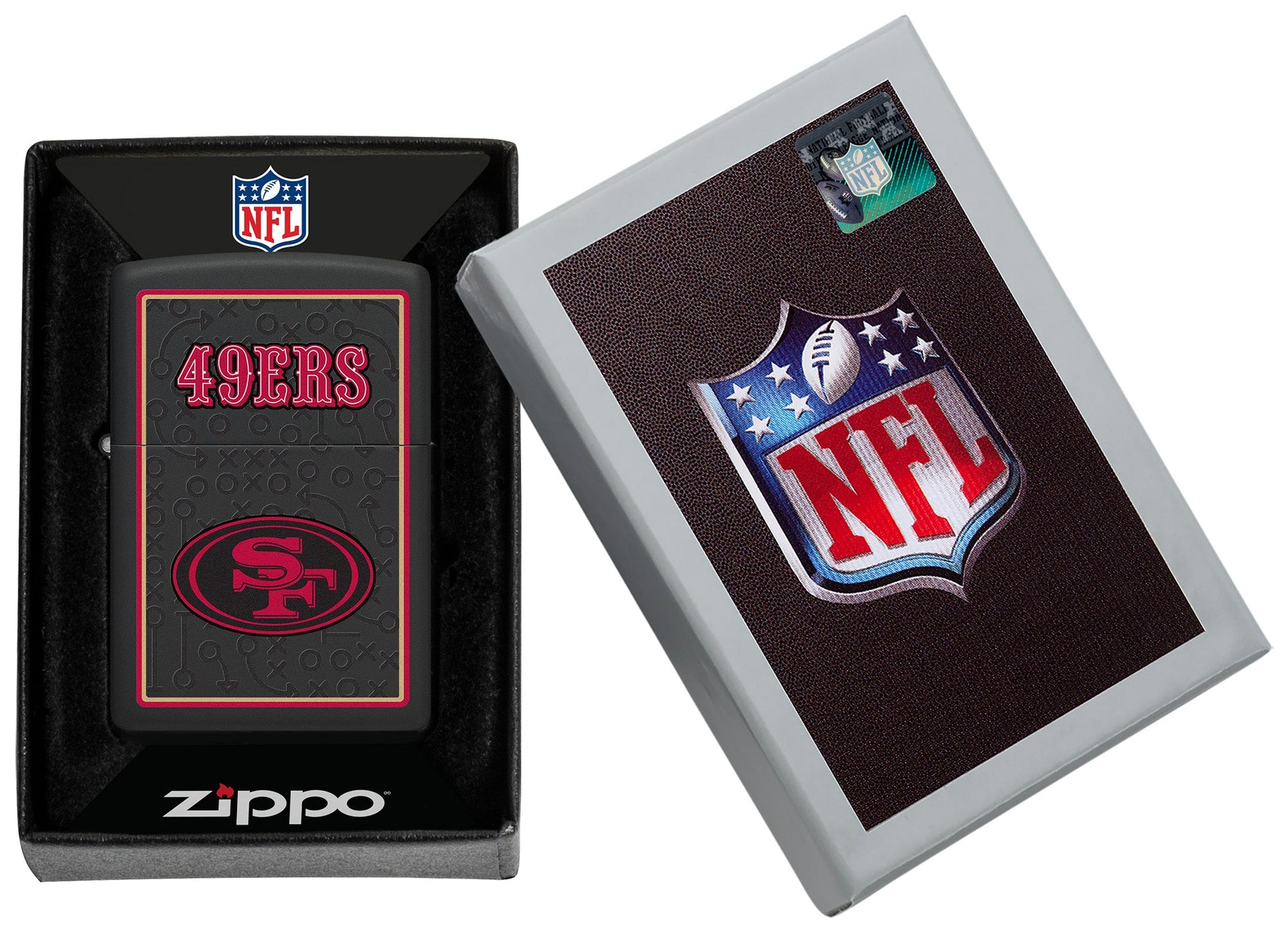 Zippo NFL San Francisco 49ers Playbook Design Black Matte Windproof Lighter
