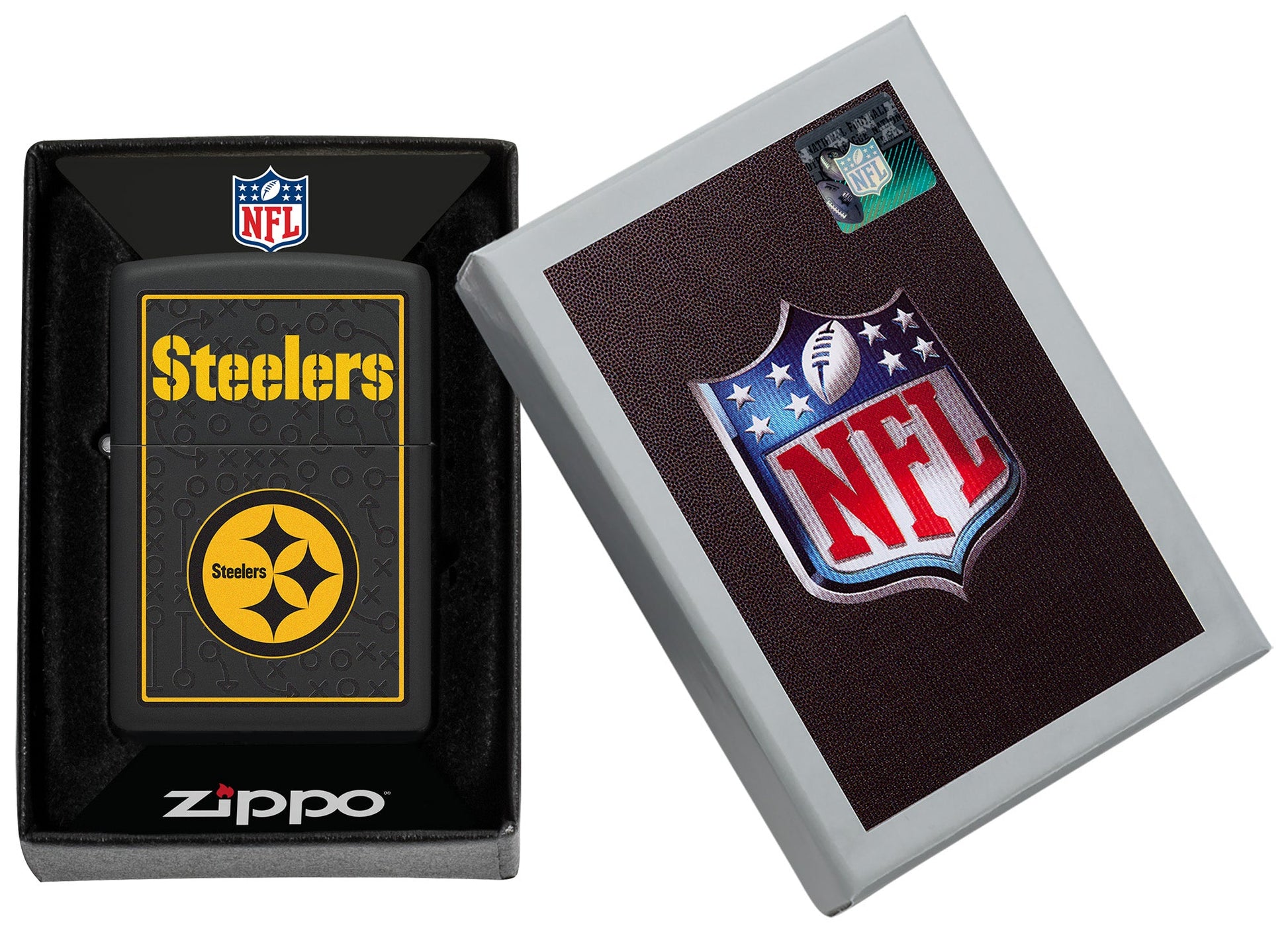 Zippo NFL Pittsburgh Steelers Playbook Design Black Matte Windproof Lighter