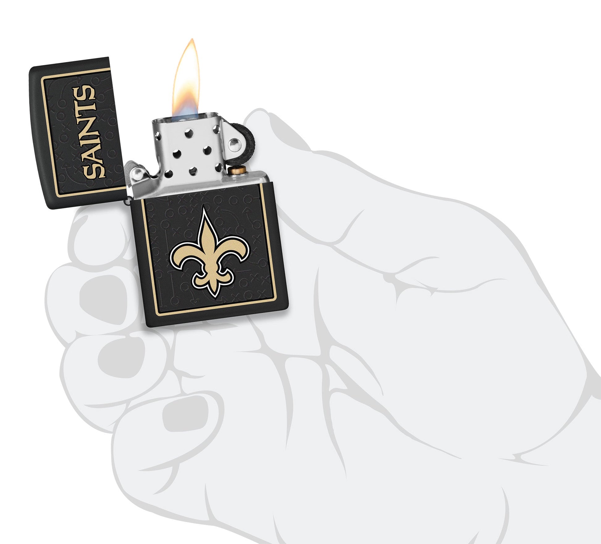 Zippo NFL New Orleans Saints Playbook Design Black Matte Windproof Lighter