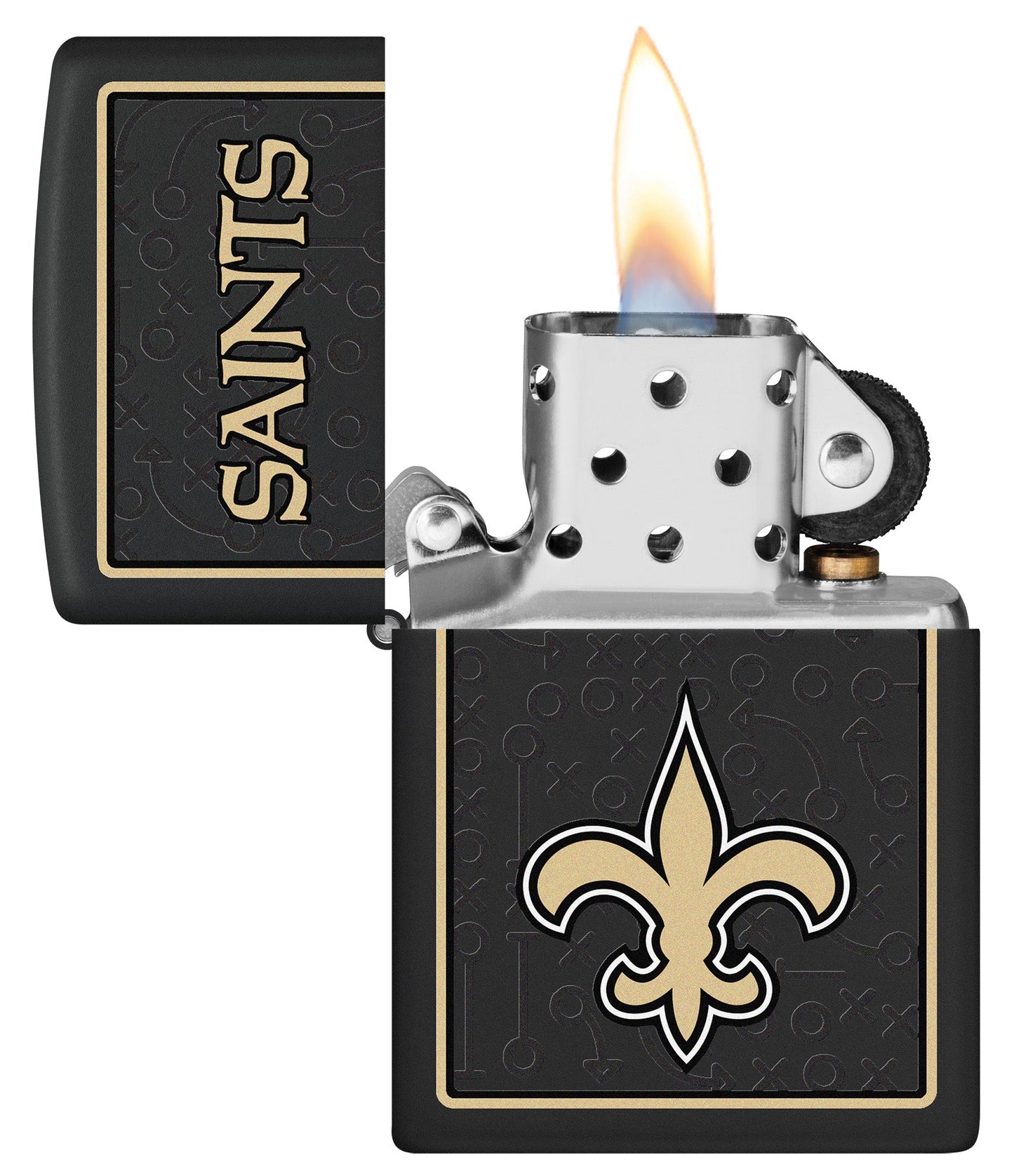 Zippo NFL New Orleans Saints Playbook Design Black Matte Windproof Lighter