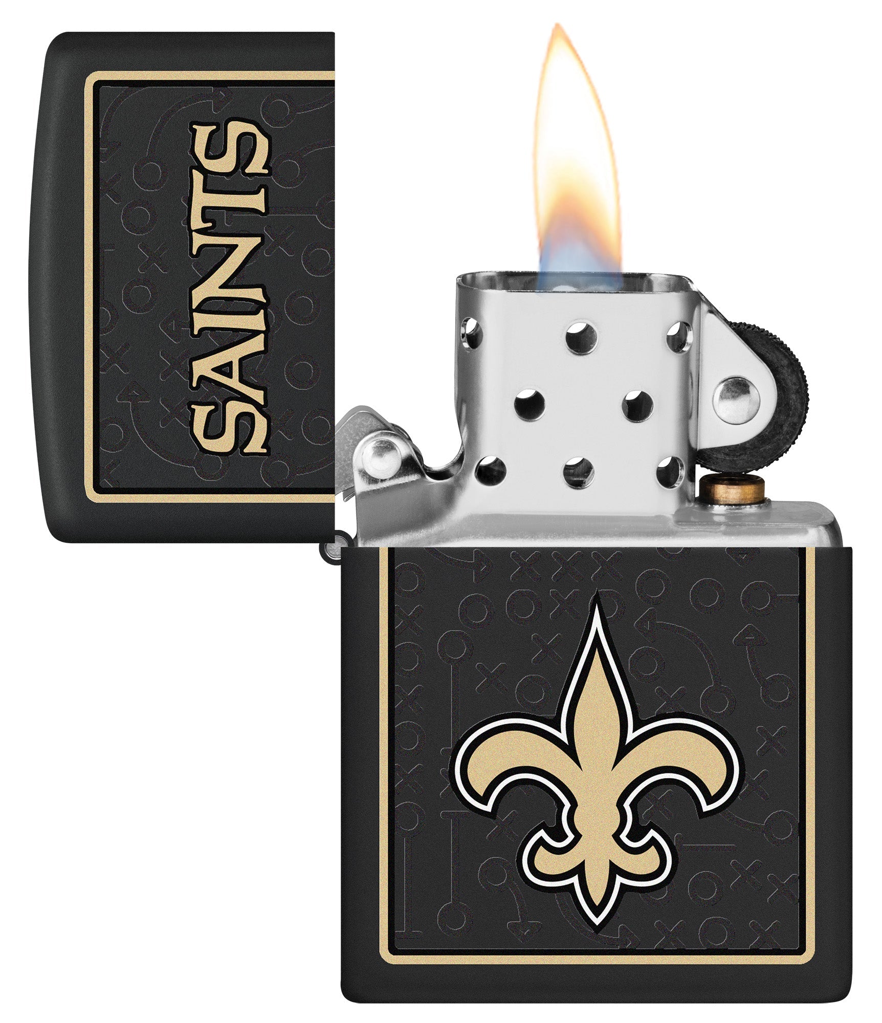Zippo NFL New Orleans Saints Playbook Design Black Matte Windproof Lighter