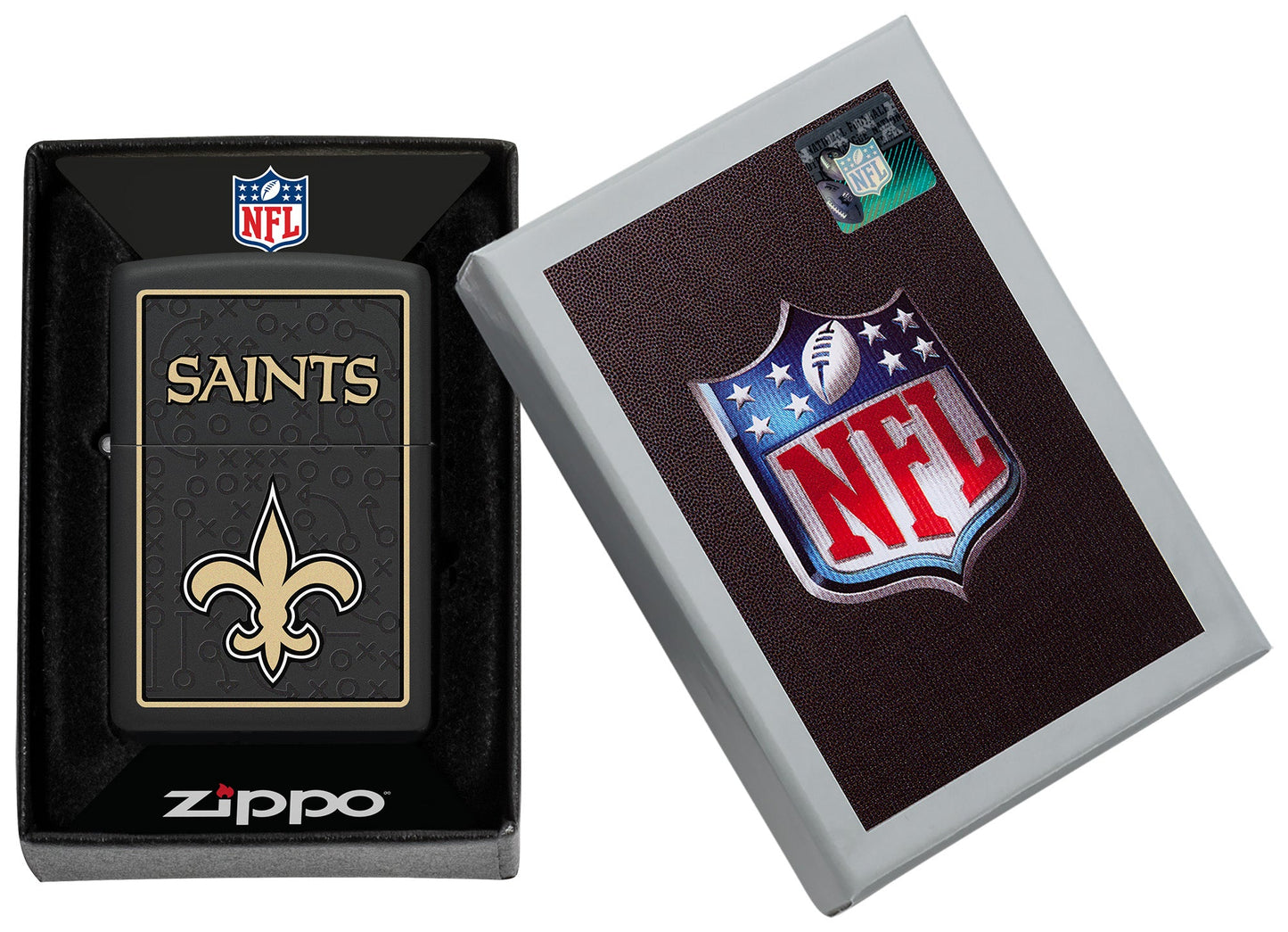 Zippo NFL New Orleans Saints Playbook Design Black Matte Windproof Lighter