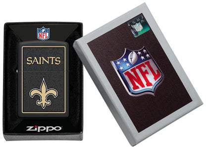 Zippo NFL New Orleans Saints Playbook Design Black Matte Windproof Lighter