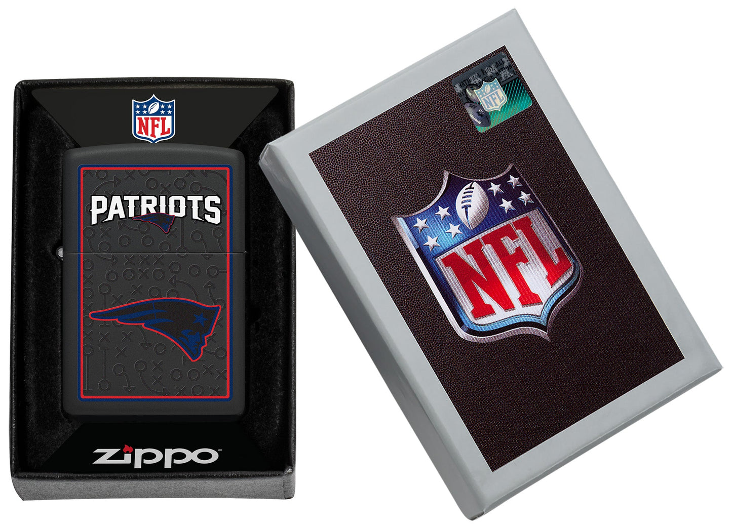 Zippo NFL New England Patriots Playbook Design Black Matte Windproof Lighter