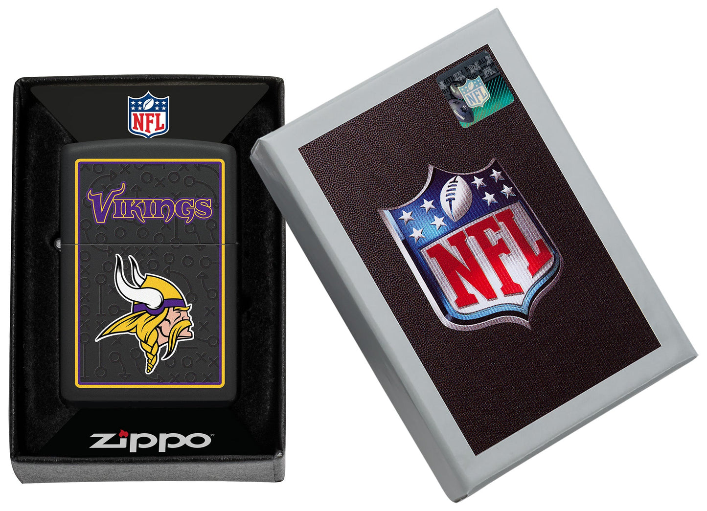Zippo NFL Minnesota Vikings Playbook Design White Matte Windproof Lighter
