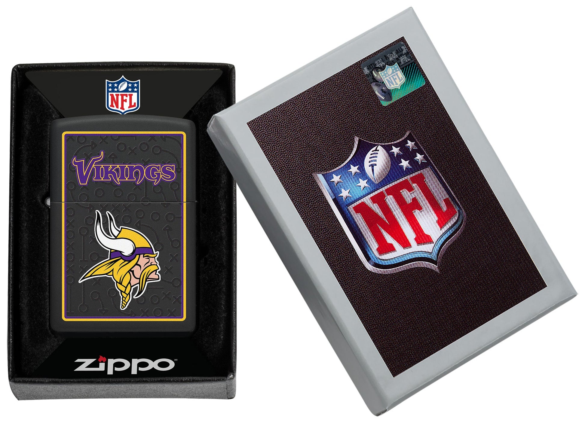 Zippo NFL Minnesota Vikings Playbook Design White Matte Windproof Lighter