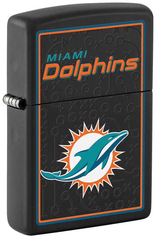Zippo NFL Miami Dolphins Playbook Design Black Matte Windproof Lighter