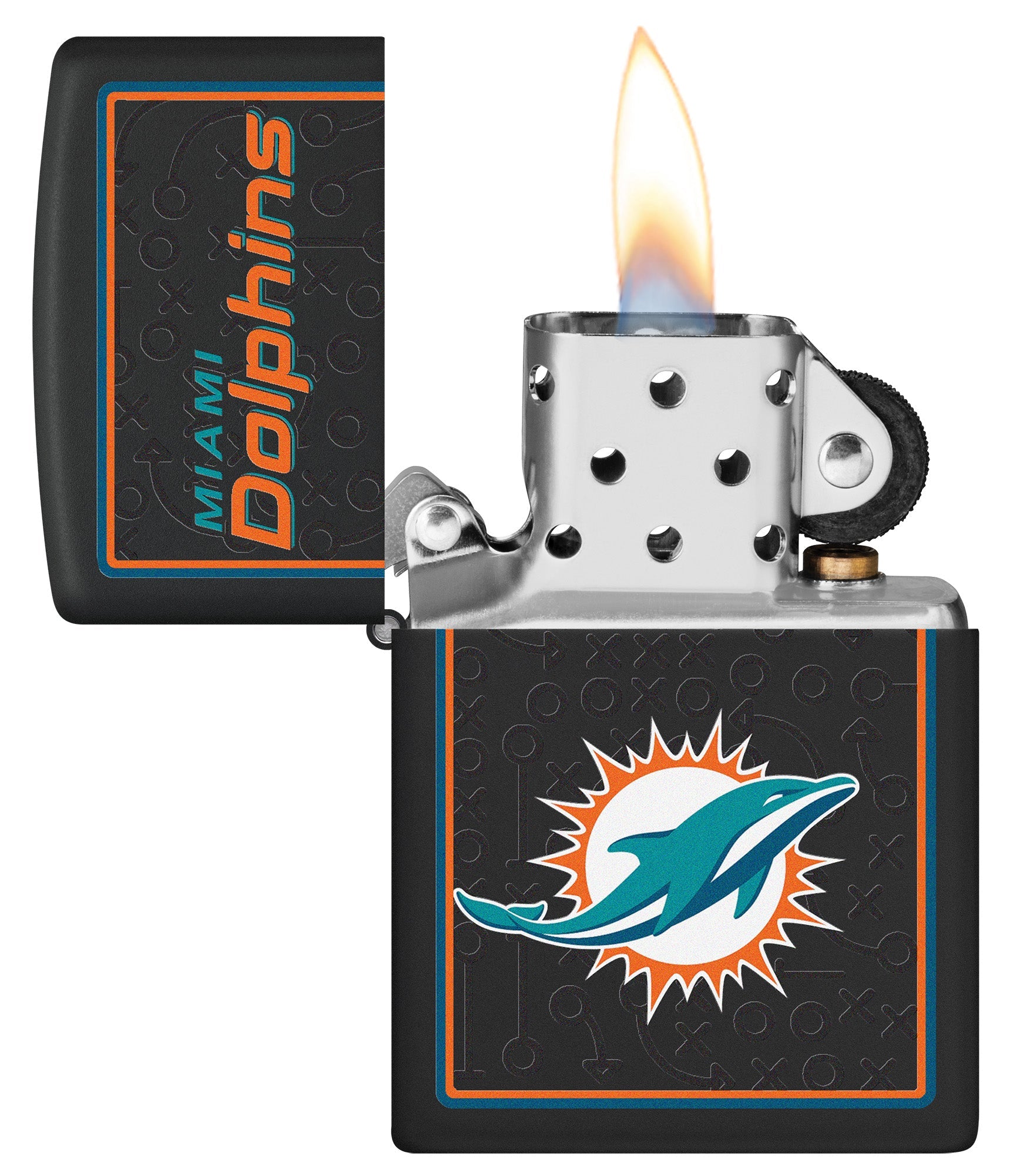 Zippo NFL Miami Dolphins Playbook Design Black Matte Windproof Lighter
