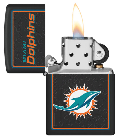 Zippo NFL Miami Dolphins Playbook Design Black Matte Windproof Lighter