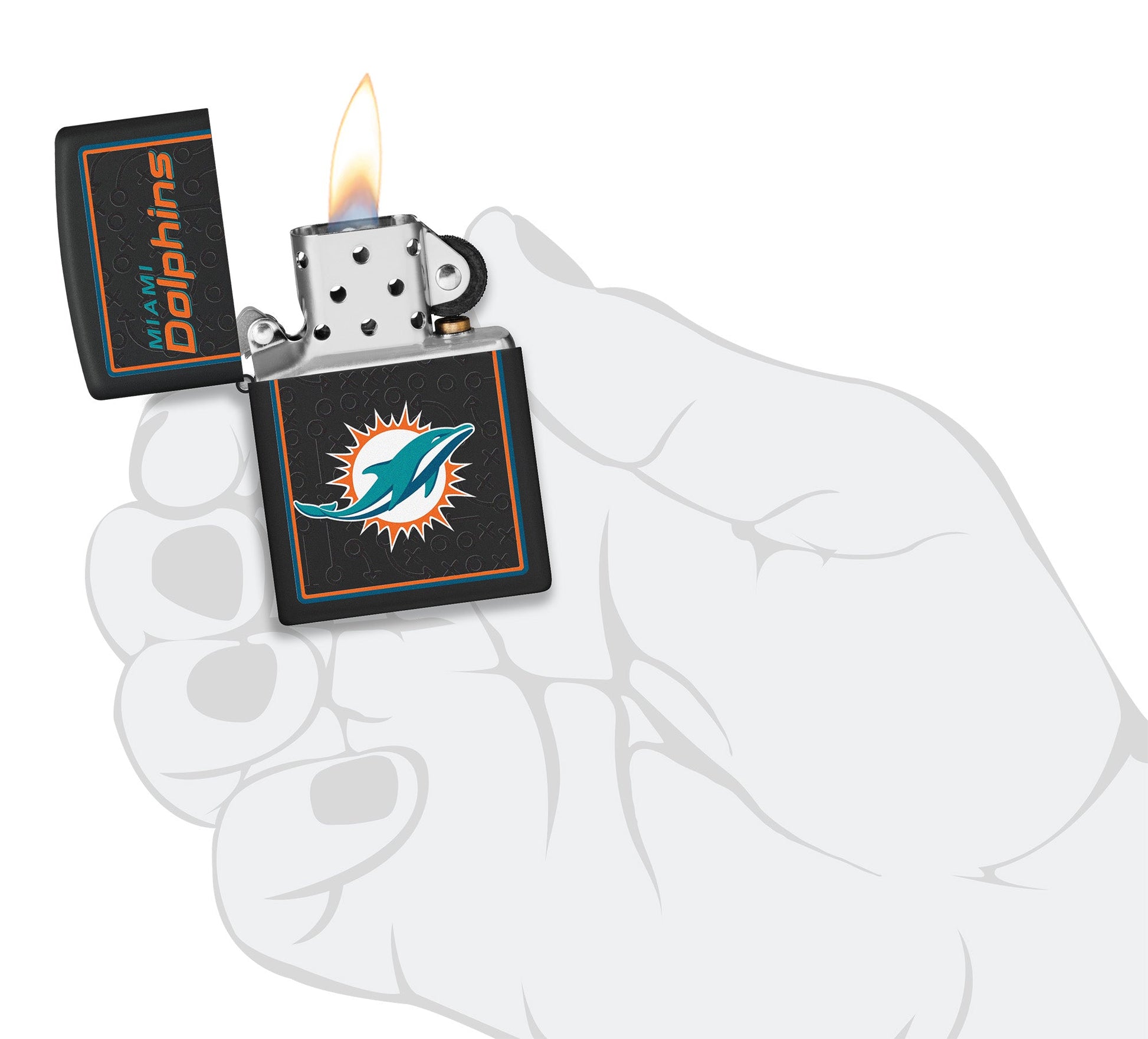 Zippo NFL Miami Dolphins Playbook Design Black Matte Windproof Lighter