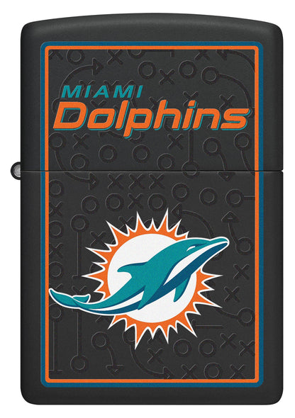 Zippo NFL Miami Dolphins Playbook Design Black Matte Windproof Lighter
