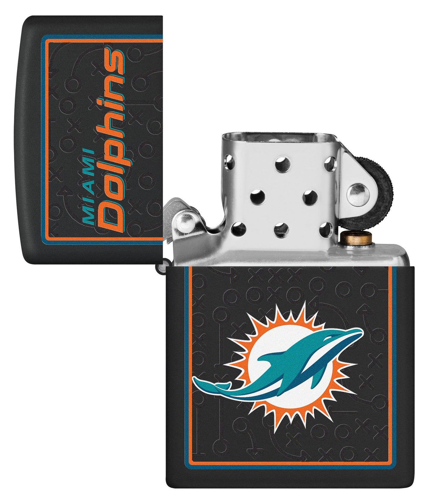 Zippo NFL Miami Dolphins Playbook Design Black Matte Windproof Lighter