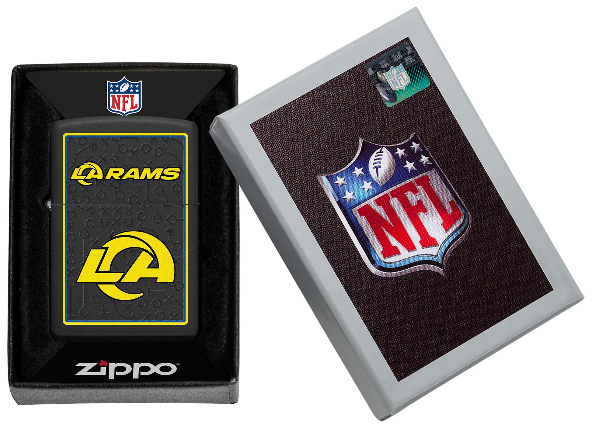 Zippo NFL Los Angeles Rams Playbook Design Black Matte Windproof Lighter