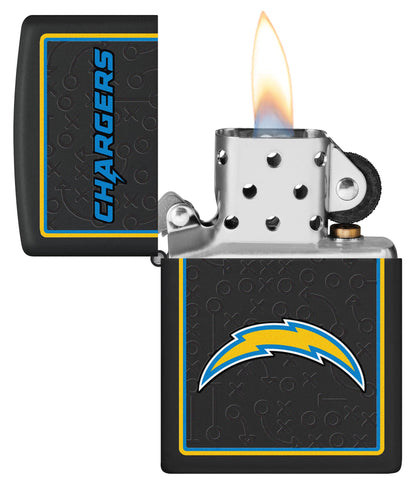 Zippo NFL Los Angeles Chargers Playbook Design Black Matte Windproof Lighter