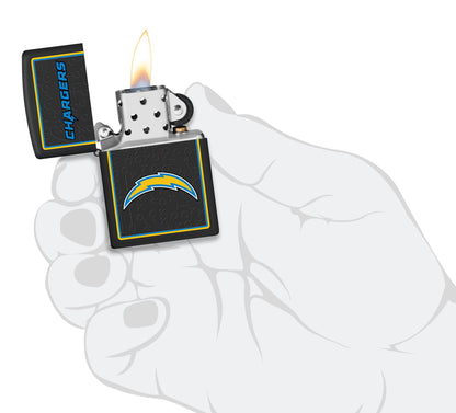 Zippo NFL Los Angeles Chargers Playbook Design Black Matte Windproof Lighter