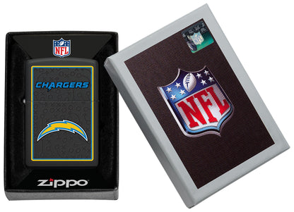 Zippo NFL Los Angeles Chargers Playbook Design Black Matte Windproof Lighter