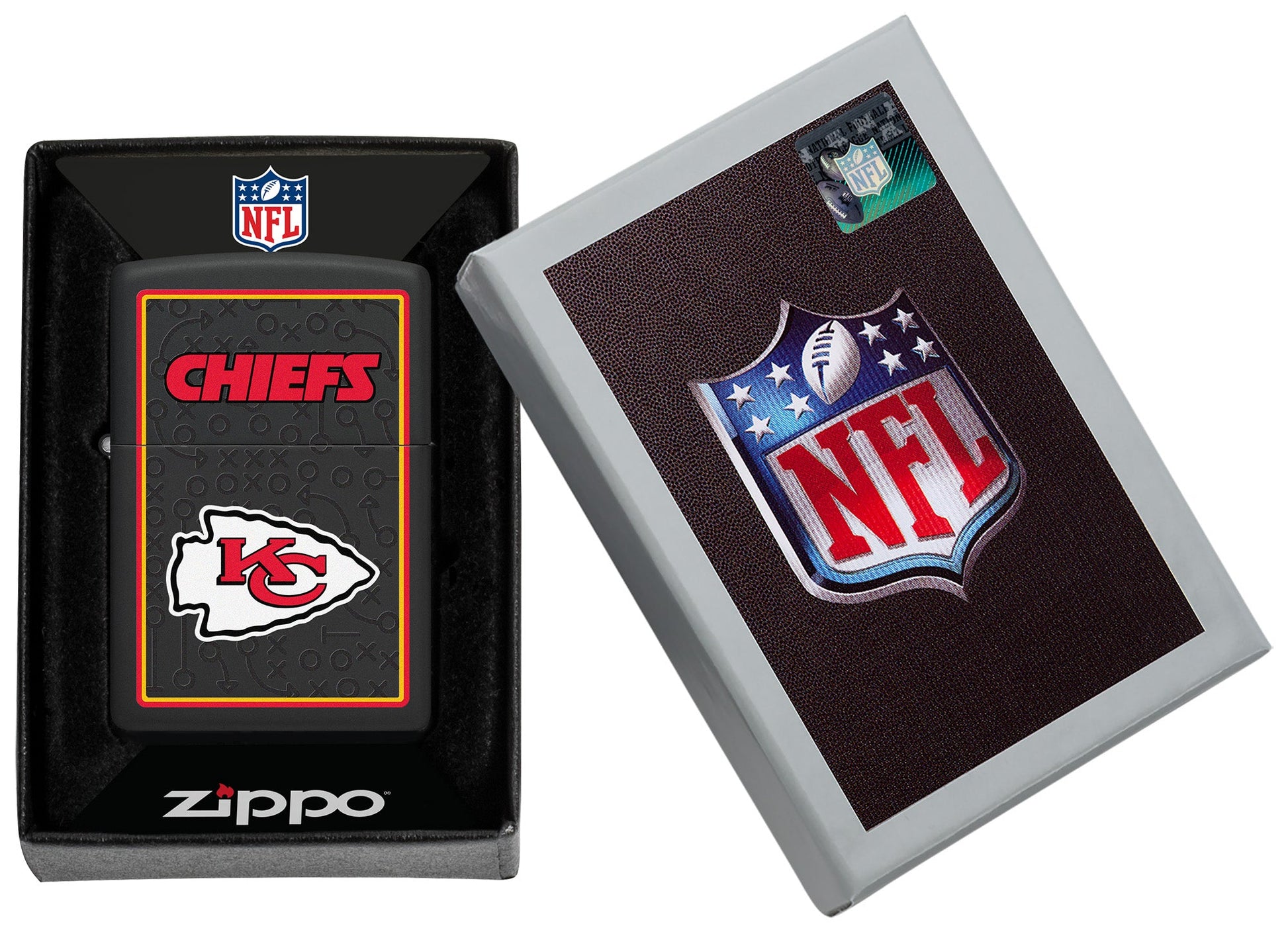 Zippo NFL Kansas City Chiefs Playbook Design Black Matte Windproof Lighter