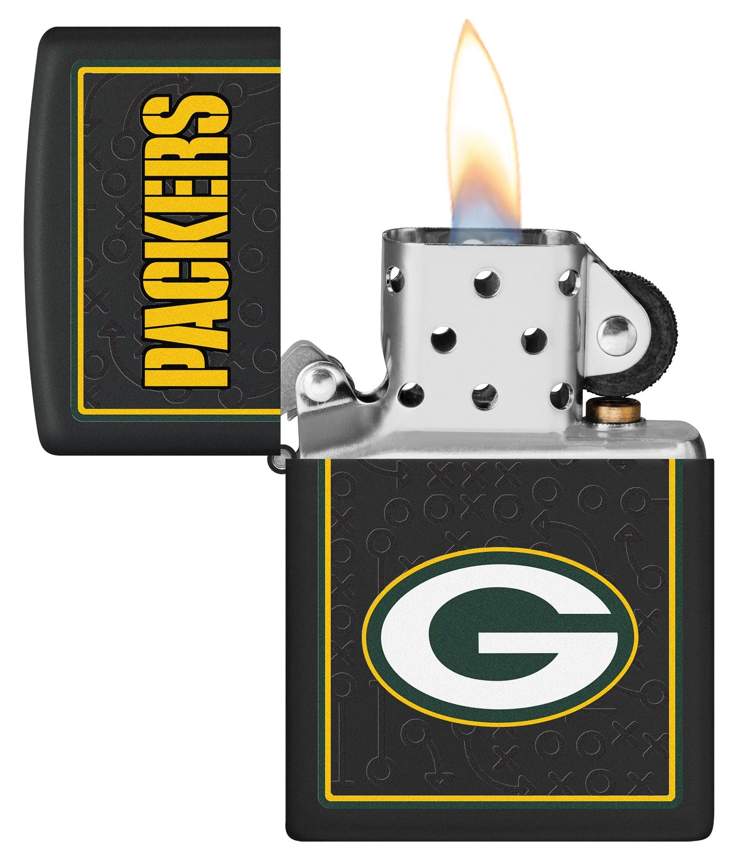 Zippo NFL Green Bay Packers Playbook Design Black Matte Windproof Lighter