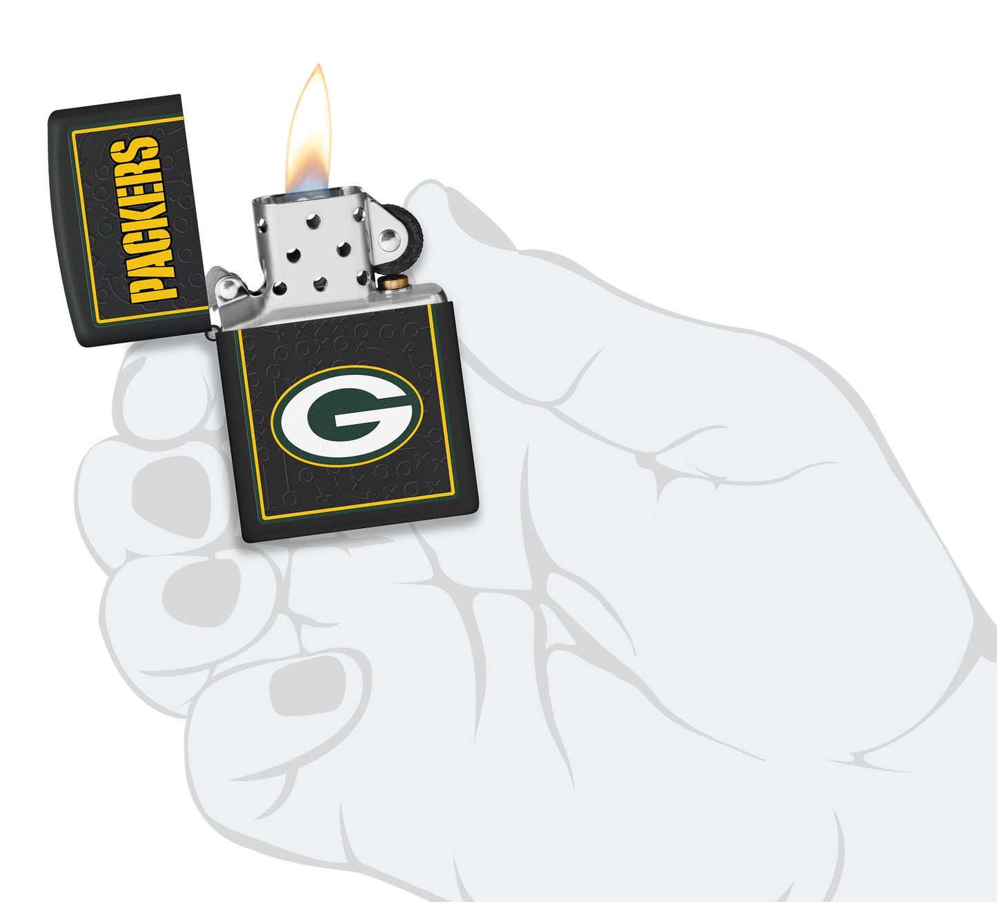 Zippo NFL Green Bay Packers Playbook Design Black Matte Windproof Lighter