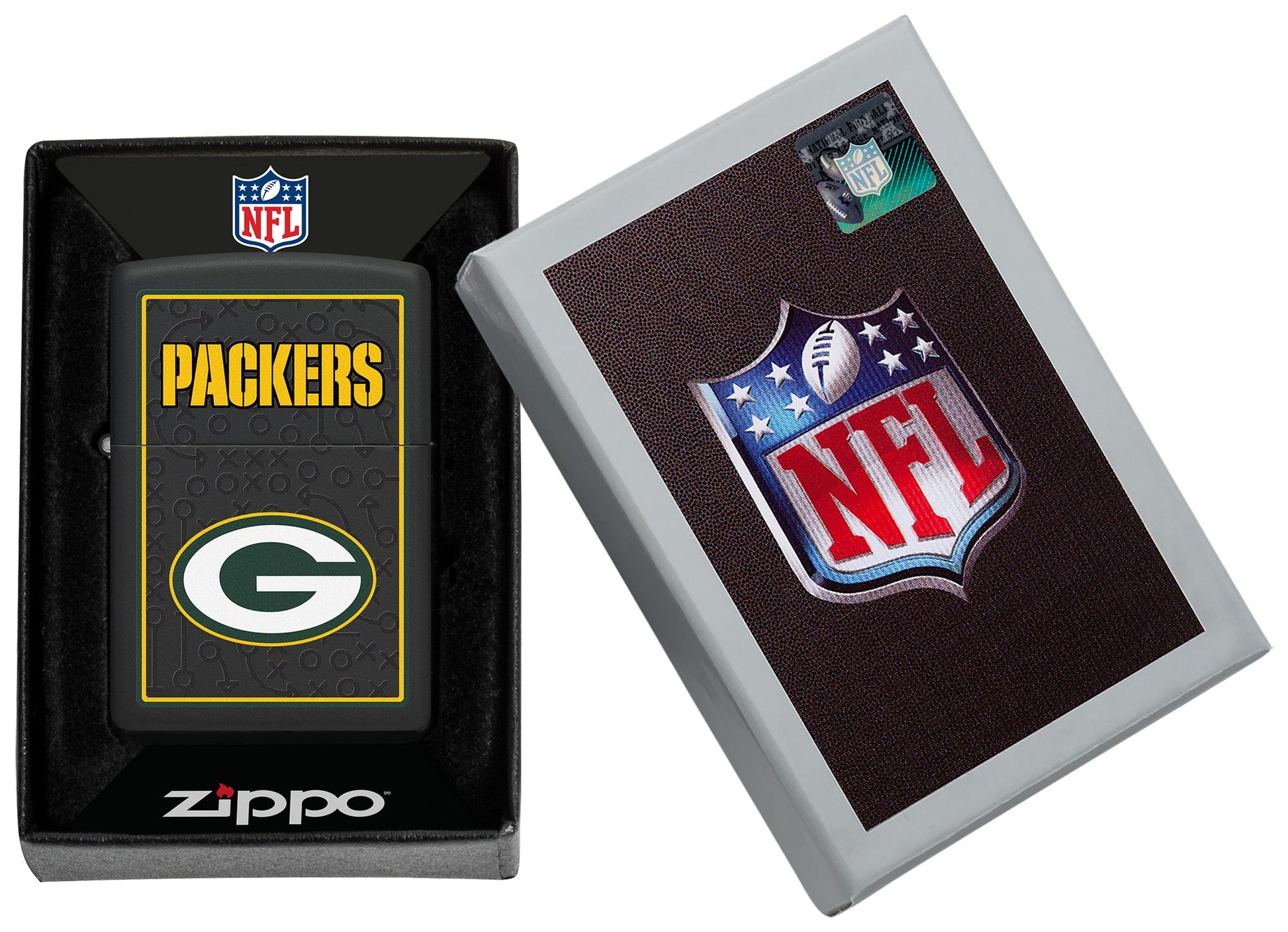 Zippo NFL Green Bay Packers Playbook Design Black Matte Windproof Lighter