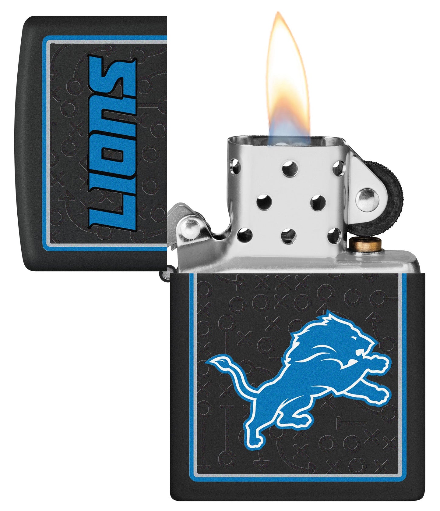 Zippo NFL Detroit Lions Playbook Design Black Matte Windproof Lighter